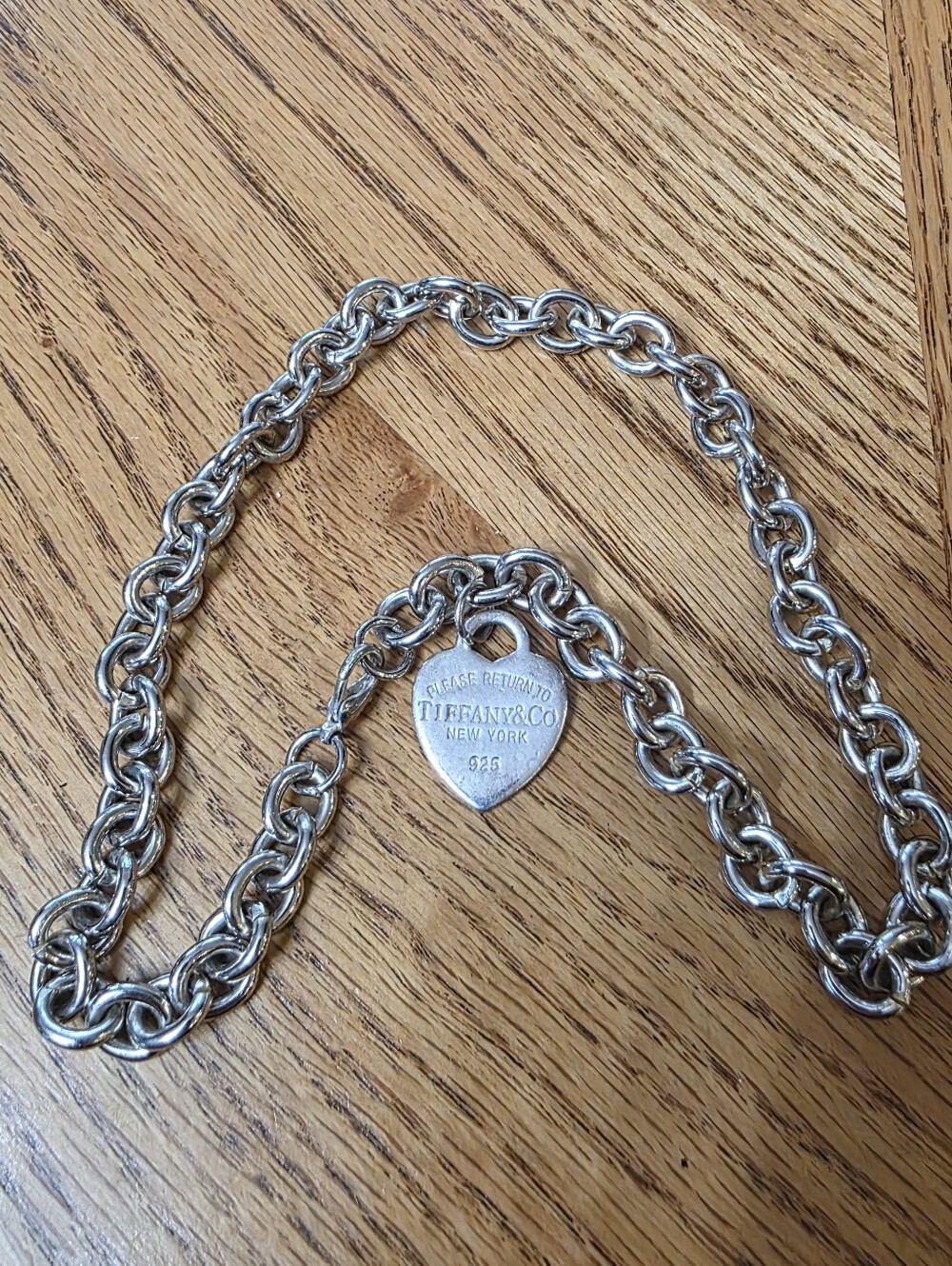 Tiffany & Co. Polished Silver Heart Tag Link Necklace - Picture 4 of 7